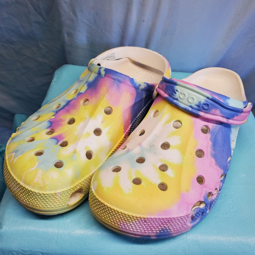 Crocs Classic Tie Dye Clogs Mens 12 Multi Color Baya Graphic Clogs